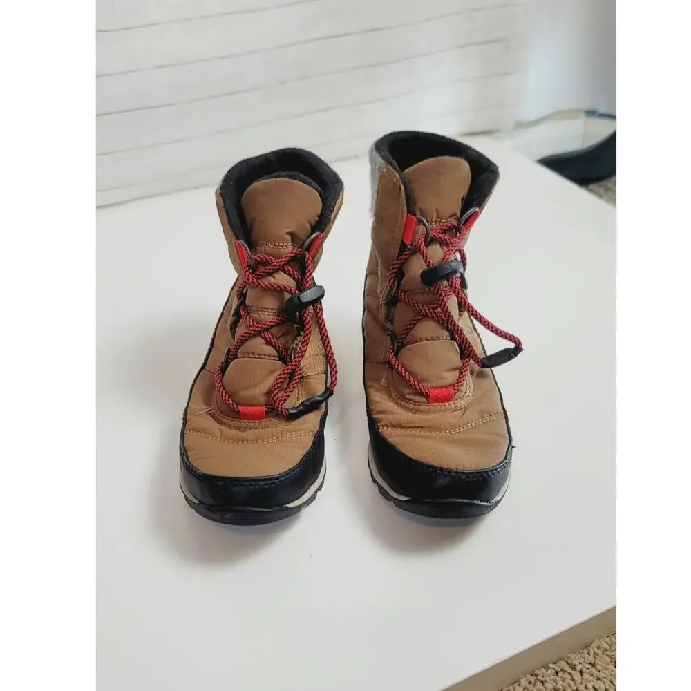 Sorel Whitney Insulated Waterproof Girls Boots in Tan, sz 3